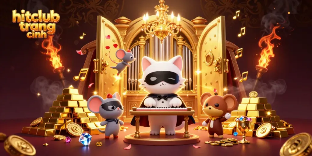 Experience excitement at hitclub trang chính with a vibrant 3D casino scene filled with treasure and cheer.