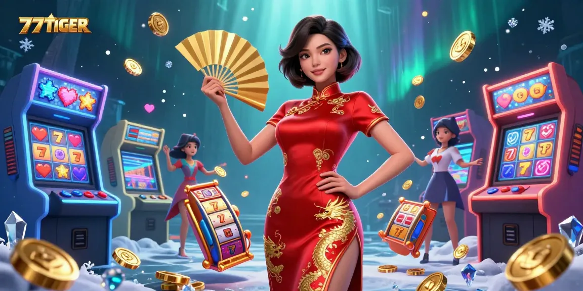 Experience the thrill of 777TIGER with a vibrant casino-themed scene filled with lucky symbols.