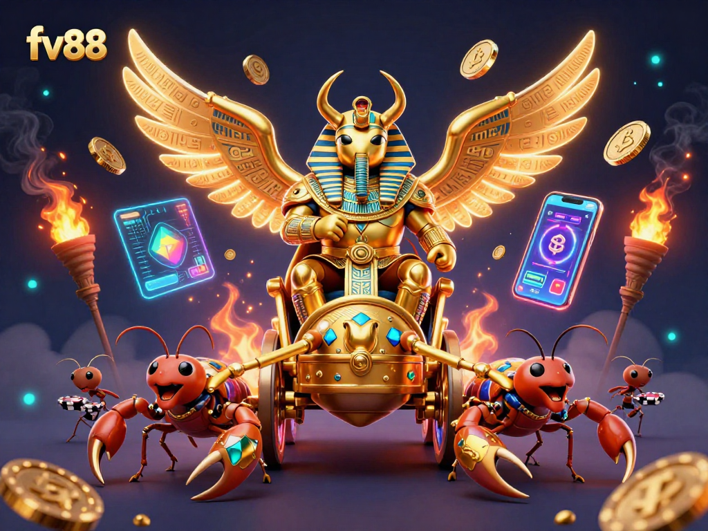 Engage with FV88's thrilling casino experience featuring vivid characters in a dynamic 3D setting.