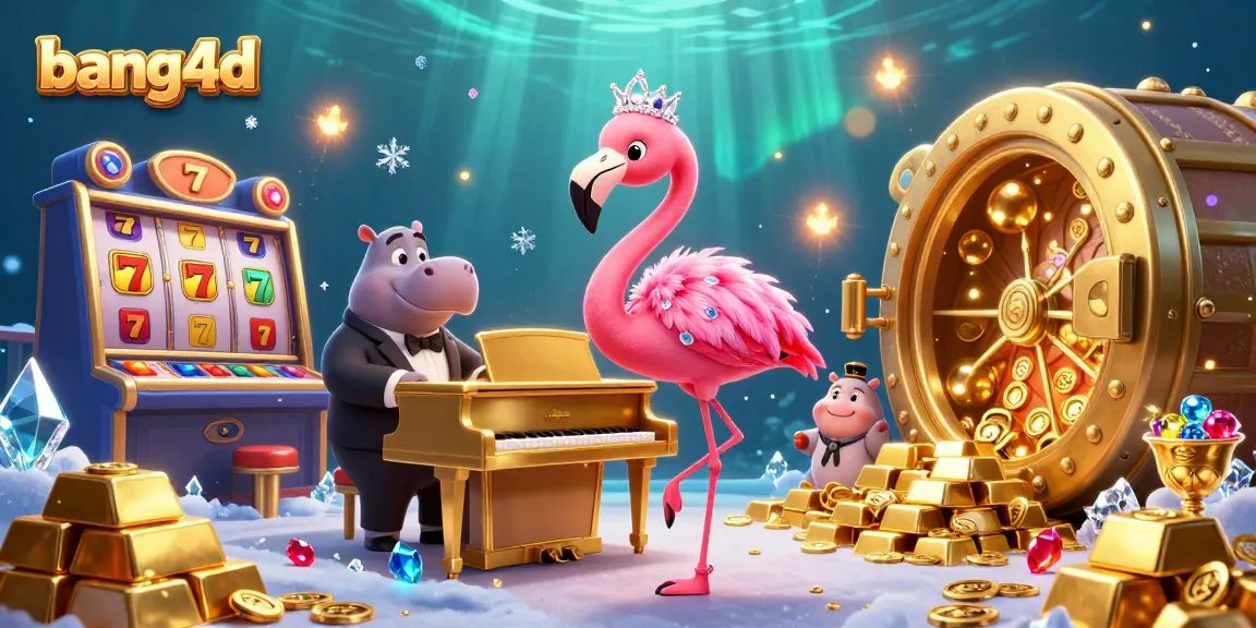 Experience the excitement of winning at bang4d with this vibrant 3D casino illustration showcasing lively characters and dazzling game elements.