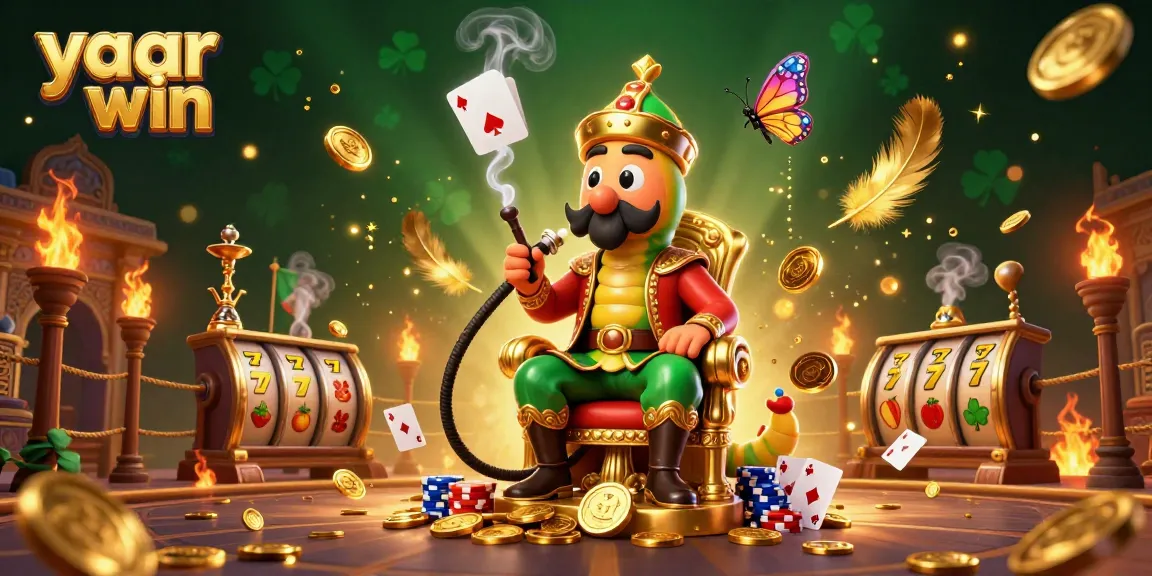 Experience the thrill of yaar win with this vibrant casino-themed 3D illustration full of poker symbols.