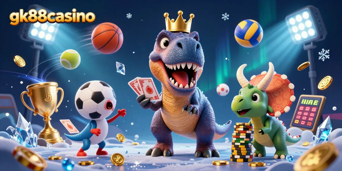 Experience thrilling gaming adventures at gk88casino featuring a fun T-Rex and friends.