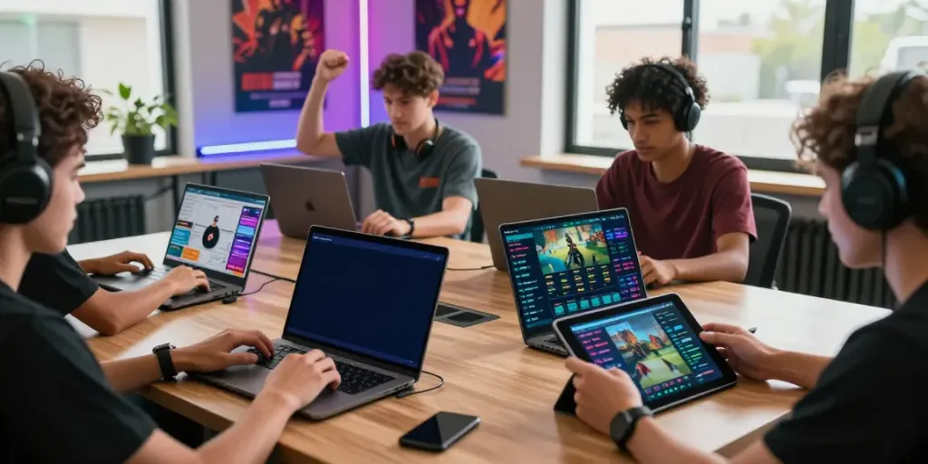 Players celebrating their wins on Hitclub while enjoying a vibrant gaming atmosphere.