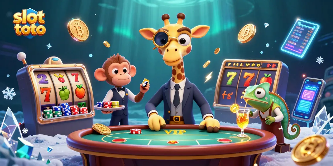 Spin the reels to win at slot toto, featuring a vibrant casino scene with animated characters and dynamic gaming elements.