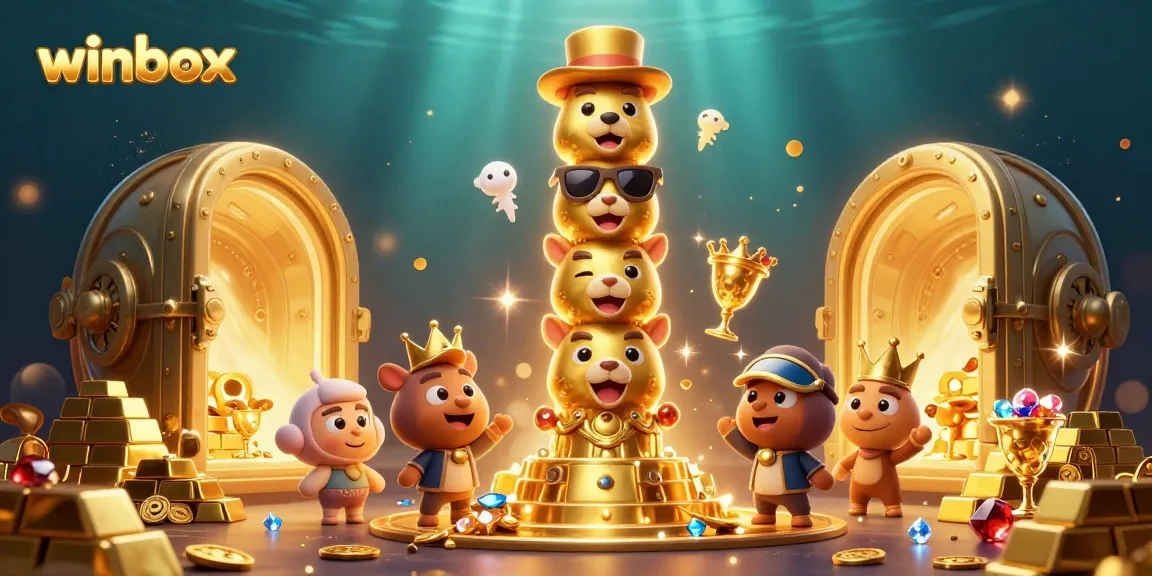 Winbox showcases a dynamic casino scene featuring a golden totem pole and vibrant game elements, capturing the excitement of online gambling.