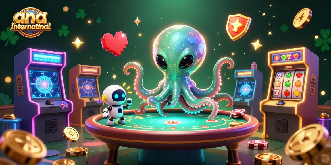 Experience thrilling online gaming at ana-international with a vibrant octopus and casino-inspired elements.