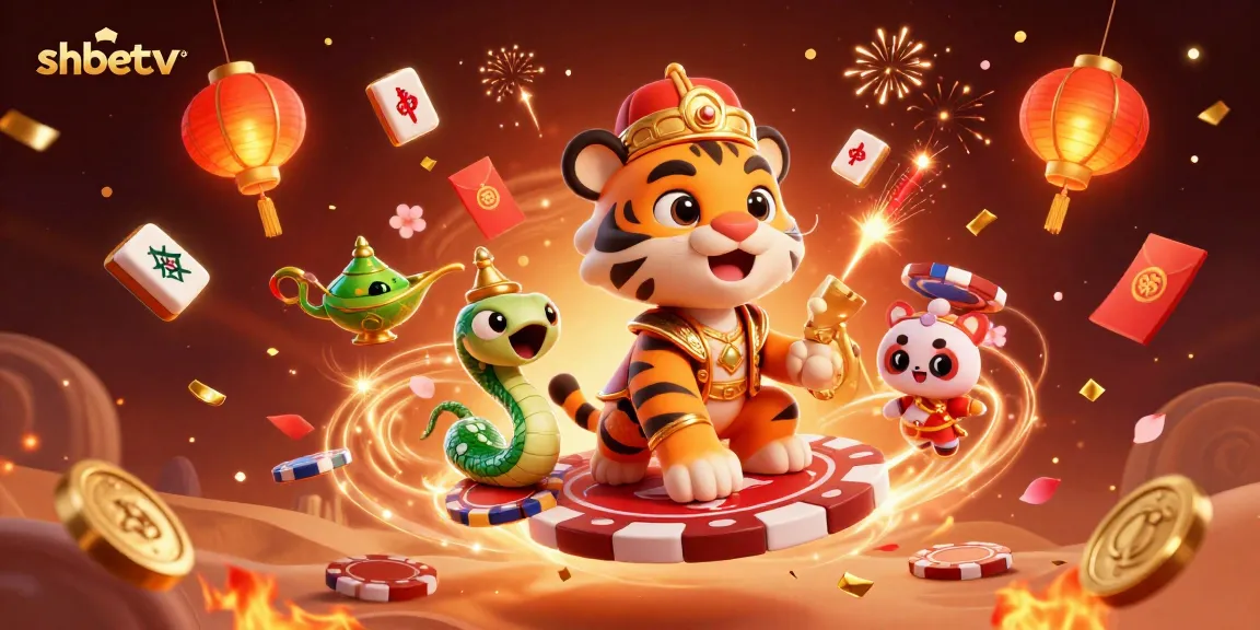 Win big at shbetcv with an enchanting illustration of a tiger sultan on a magic carpet amidst celebratory elements.