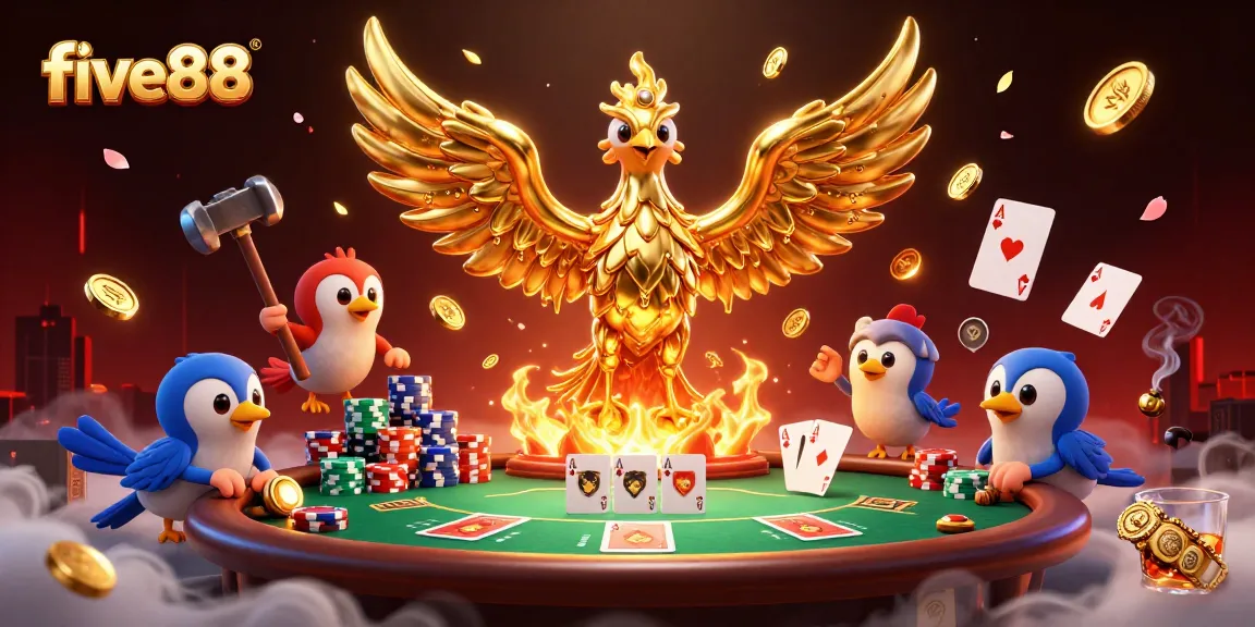Experience high-stakes poker excitement with five88’s immersive casino illustration.