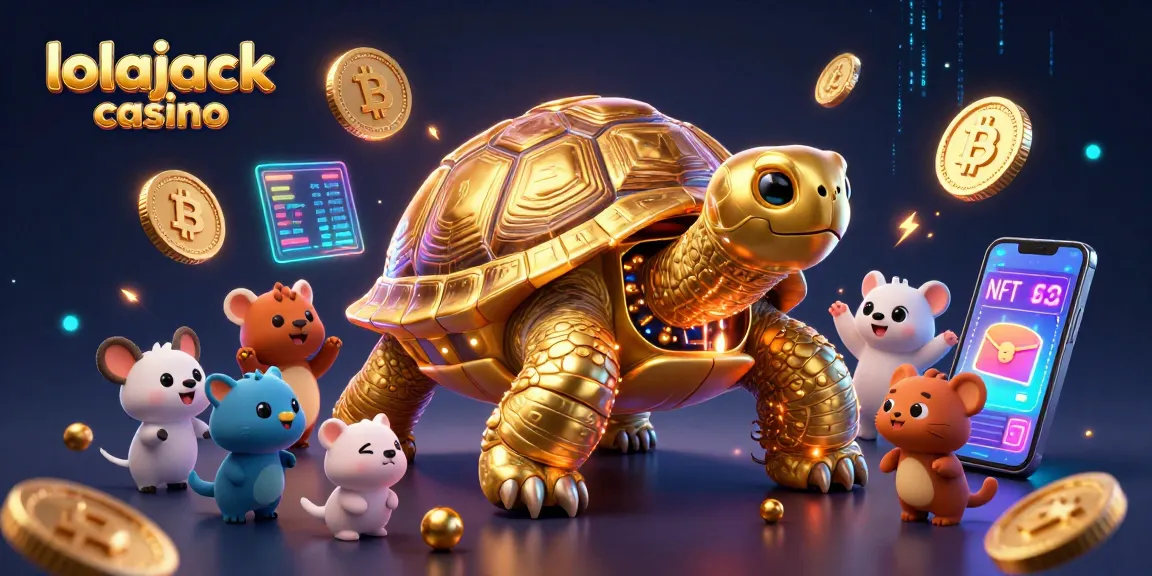 Experience the thrill of lolajack casino with engaging gaming scenes full of cryptocurrency elements.