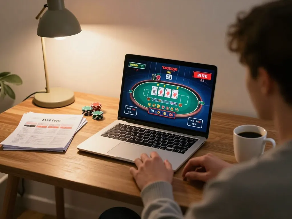 Player enjoying online casino games at home with MM88 platform interface visible.