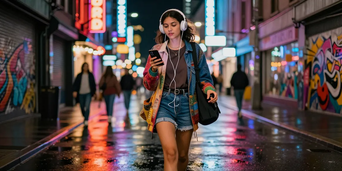 Gái gọi trong trang phục thời trang hiện đại tại khu phố sôi động.