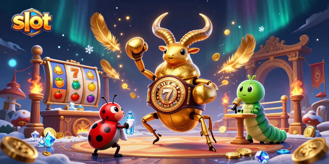 Spin the exciting slot with a golden stag beetle champion and a ladybug corner-man in action.