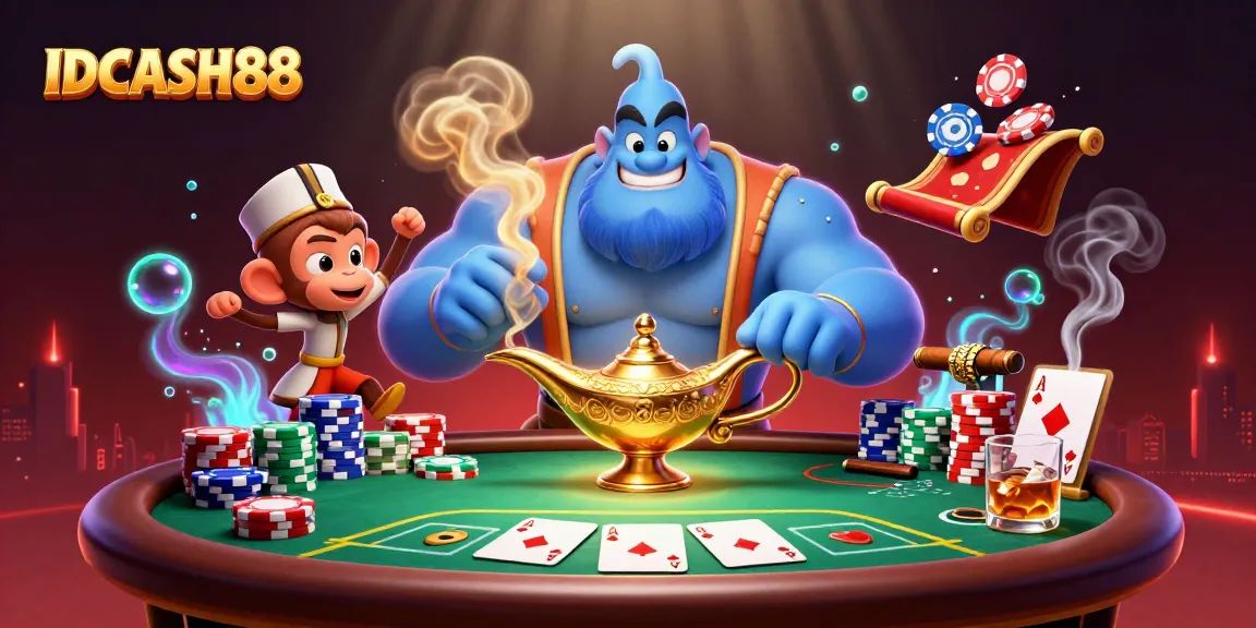 Experience thrilling gameplay at IDCASH88 with vibrant casino imagery and dynamic poker action.
