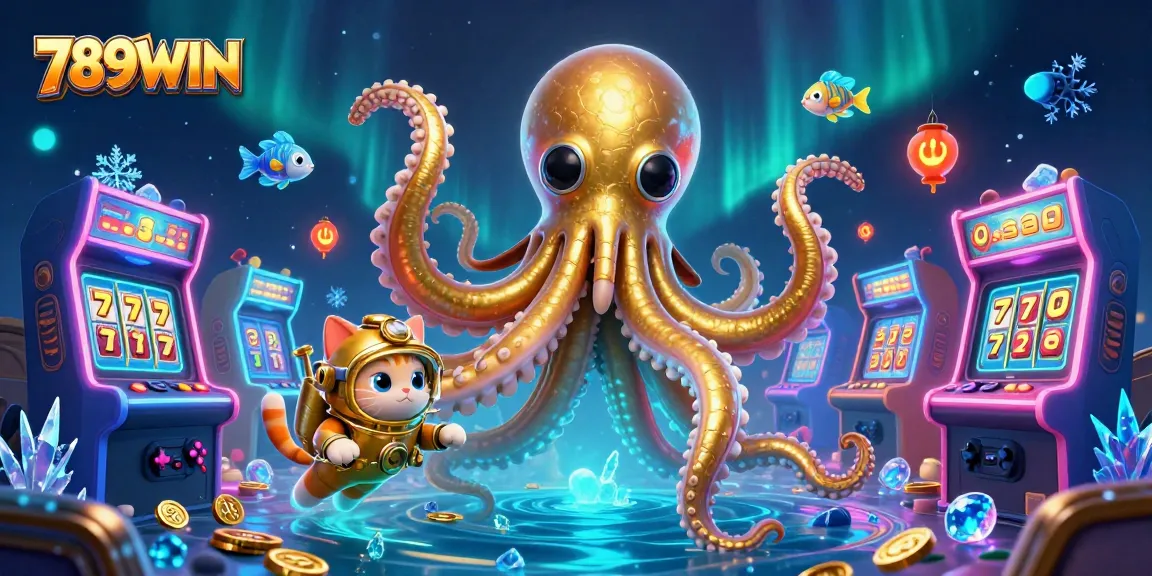 Experience thrilling slots and jackpots with 789WIN's vibrant casino adventure illustration.