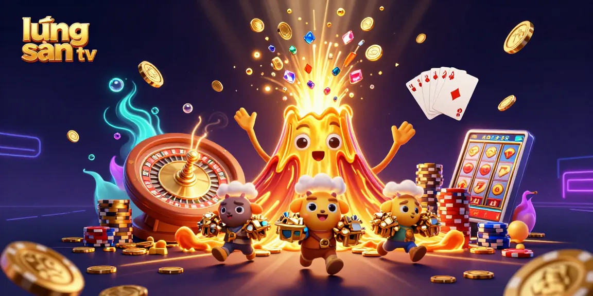 Enjoy the excitement with lương sơn tv as treasures explode from a golden volcano!