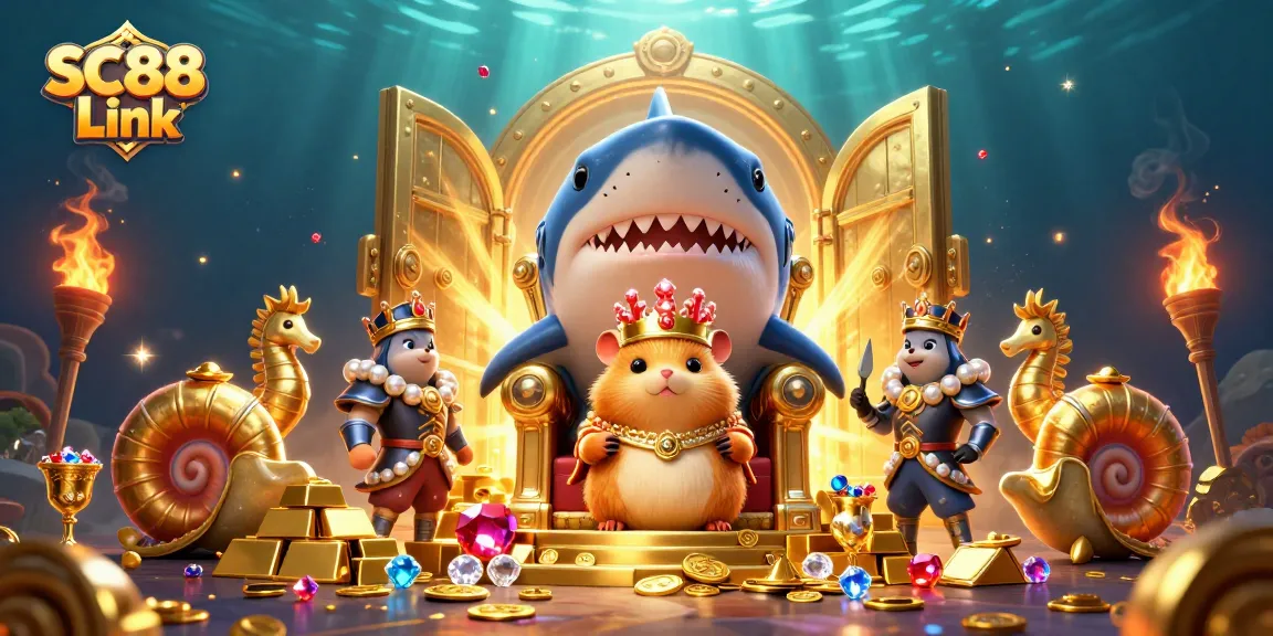 Engage with SC88 Link's vibrant underwater casino world, featuring a hamster king and treasures.