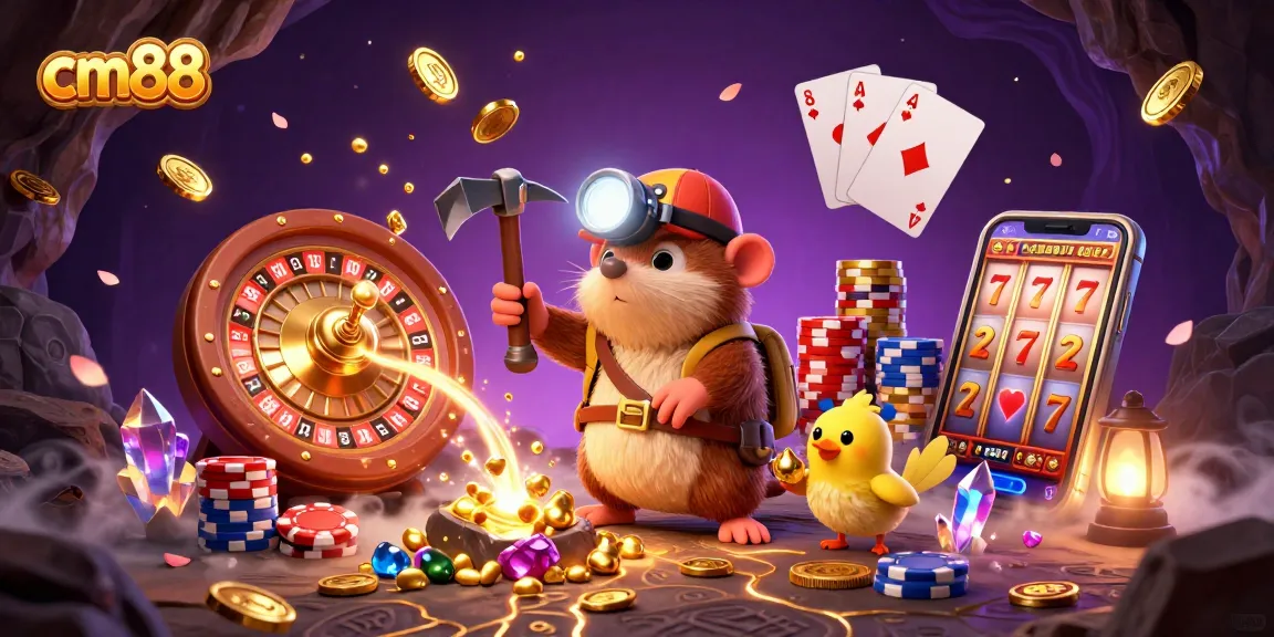 Experience thrilling gameplay with cm88 in a vibrant 3D treasure hunt featuring coins, jewels, and gaming elements.