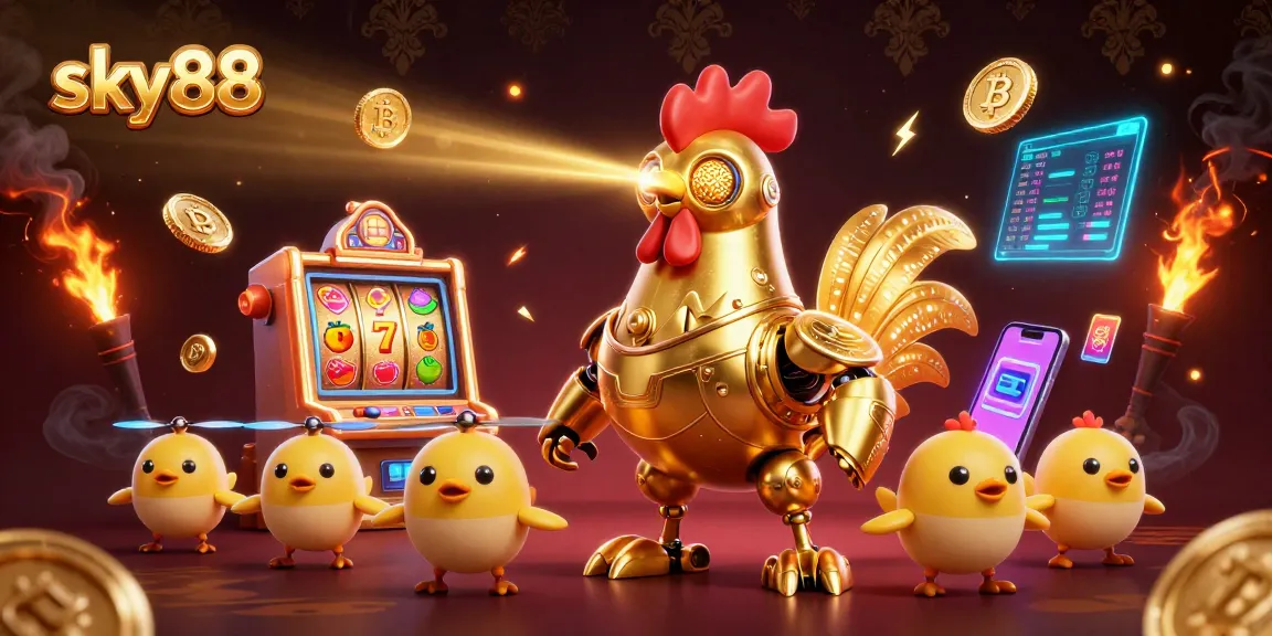 Engage with sky88 and experience thrilling slot gaming with a futuristic twist in a vibrant 3D scene.