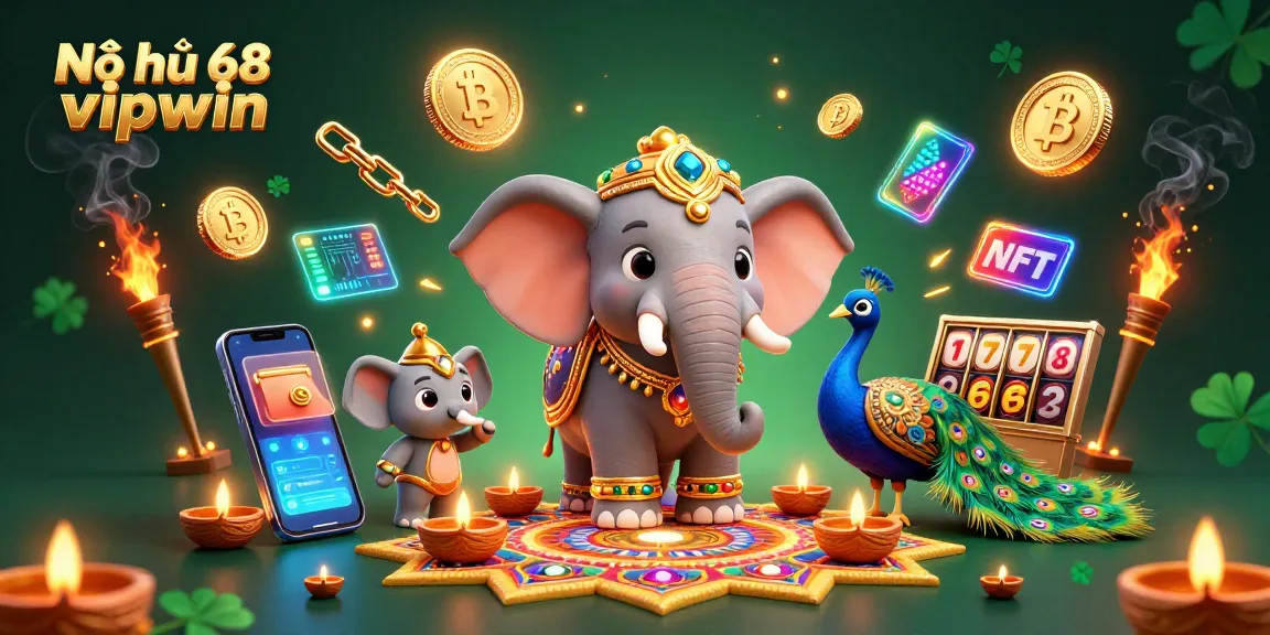 Nổ hũ 68 vipwin brings thrilling jackpot excitement with a vibrant casino-themed illustration.