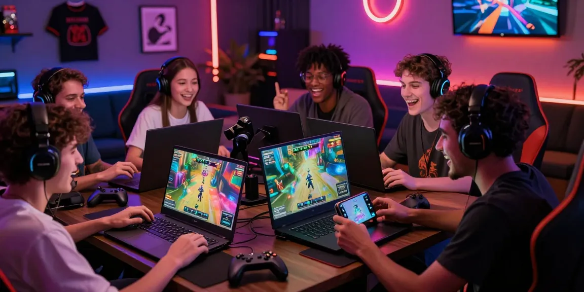 Players engaging in an exciting b52 game in a vibrant gaming lounge with colorful screens.