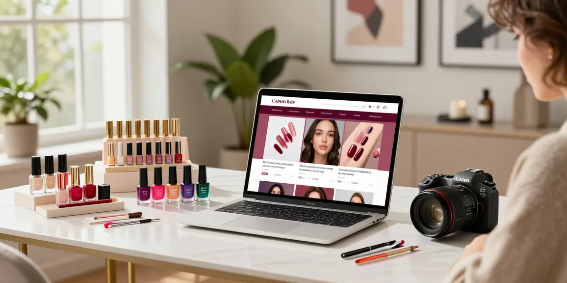 Pengalaman belanja mewah LUXURY12 dengan produk kecantikan yang elegan di meja modern.