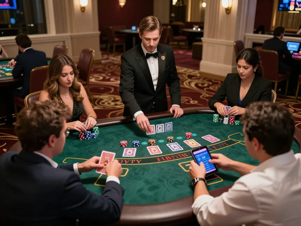 Engaged players strategizing while enjoying tr88 vip live dealer blackjack experience.