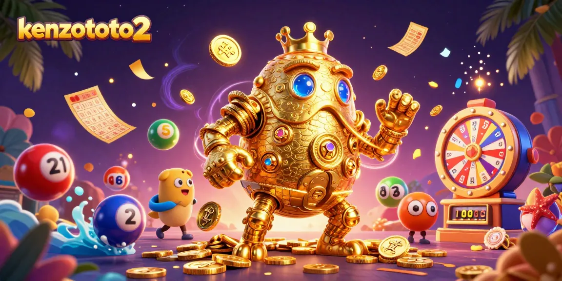 Kenzototo2 menghadirkan pengalaman bermain slot online dengan golem emas yang menarik dan simbol kasino berwarna-warni.