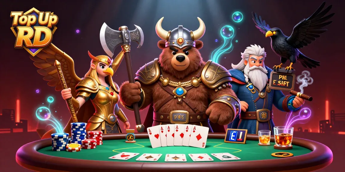 Top Up RD dengan Viking beruang dan Elang Valkyrie bersenjata, permainan poker meriah.