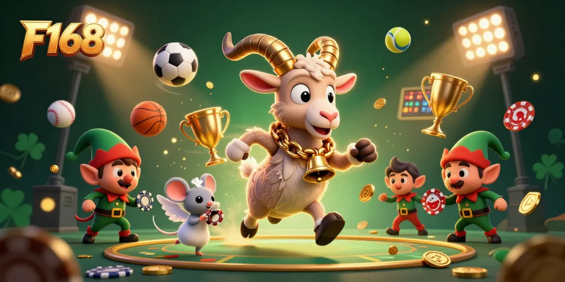 F168 empowers bettors with dynamic sports betting visuals in a festive gaming scene.