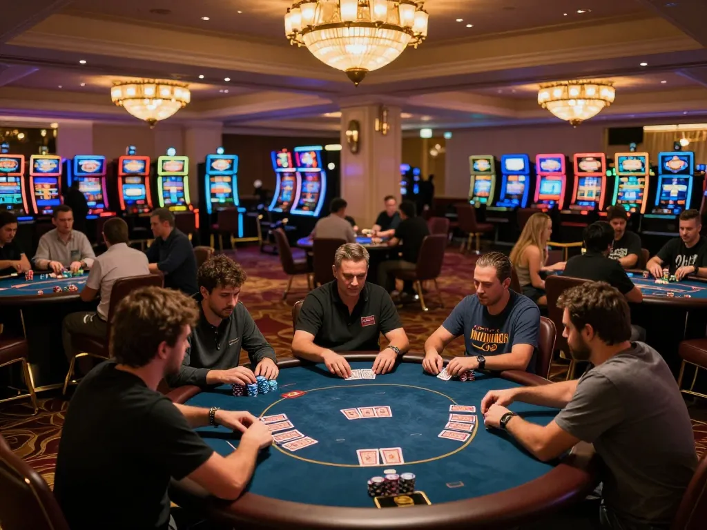 Engaged players enjoying their time at trang chủ okfun poker tables with vibrant atmosphere and competitive gameplay
