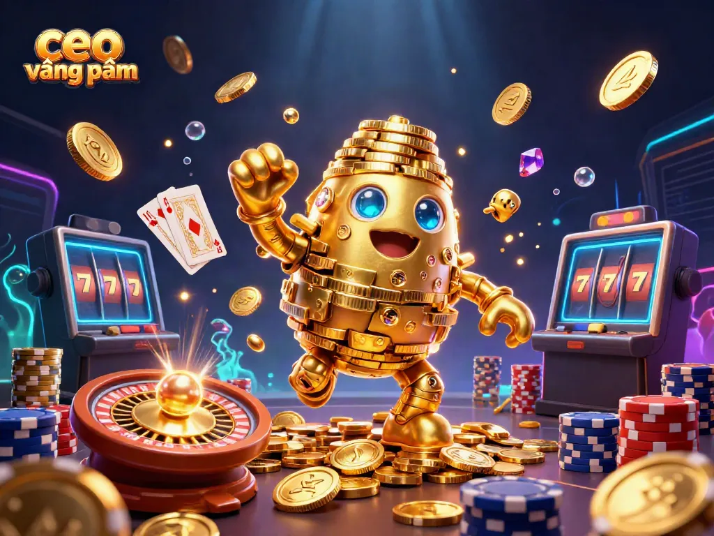 Engage with ceo vương phạm's dynamic casino world featuring golden golems and thrilling gaming elements.
