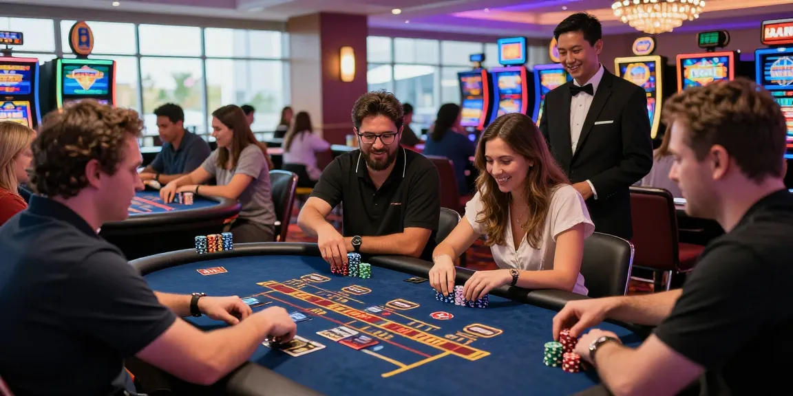 Exciting gameplay at credit card casinos featuring diverse players enjoying games and vibrant casino atmosphere.