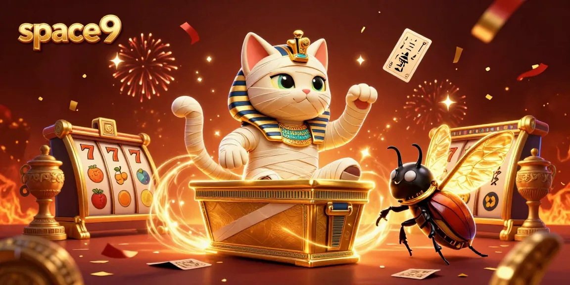 spinning reels and jackpots await at space9 casino with vibrant Egyptian elements.