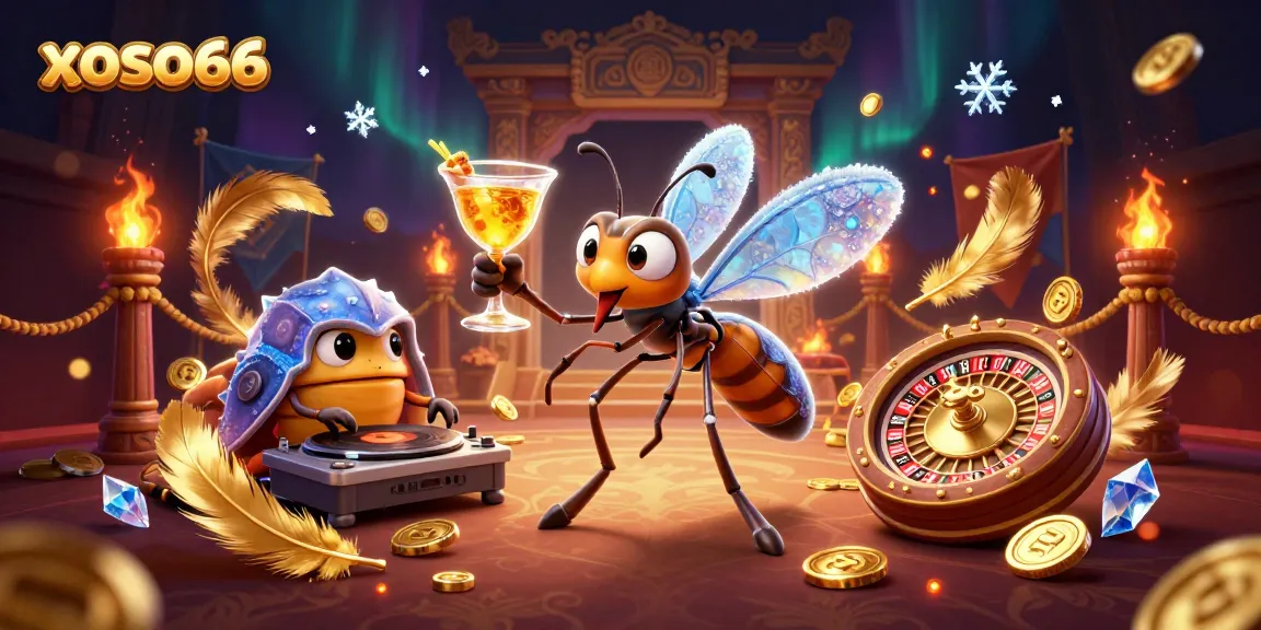 Experience xoso66 with a vibrant casino atmosphere featuring lively characters and dazzling effects.