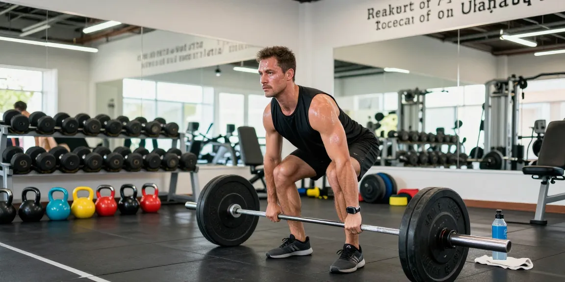 Muskelbepackter Mann hebt Gewichte in einem dynamischen Workout im Anabolika Shop Deutschland Fitnessstudio, das Engagement für Bodybuilding und Fitness zeigt.