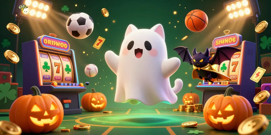 Win big with rik vip in this vibrant casino scene featuring a friendly ghost cat and jackpot elements.
