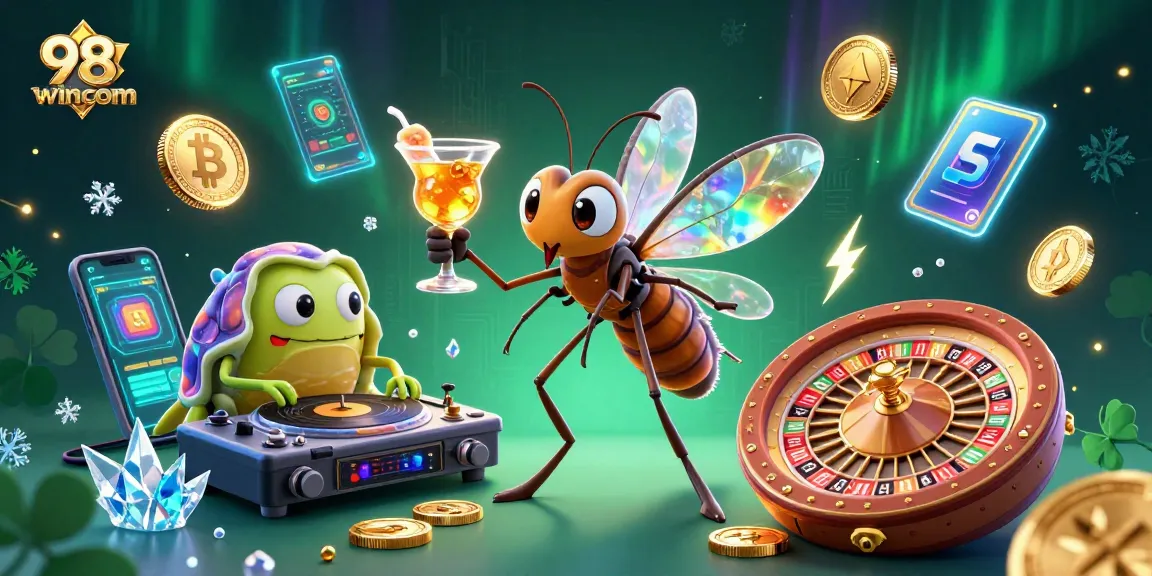 Engage with the vibrant 98wincom casino scene featuring animated characters and dynamic gaming elements.