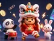 Xo88 showcases a lively Chinese New Year celebration with vibrant characters and crypto elements.