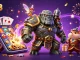 Play exciting slot games with de88's magical gaming characters in a vibrant illustration.