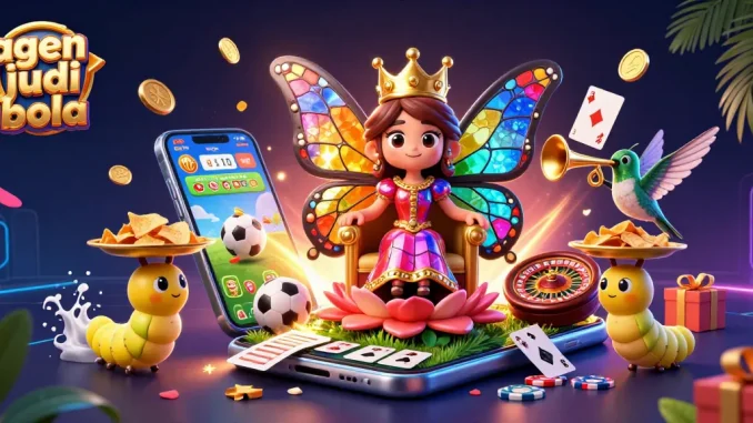 Engage in thrilling agen judi bola action with a colorful illustration showcasing sports betting excitement.