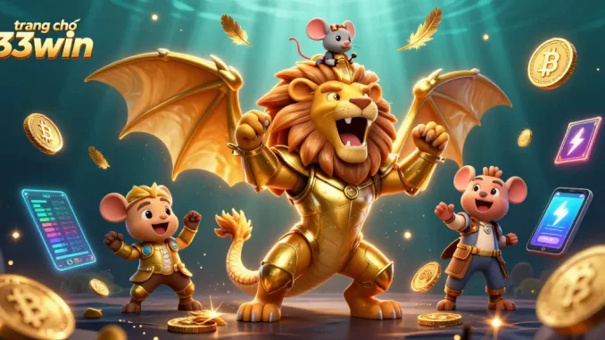 Experience the thrilling world of trang chủ 33win with vibrant casino-themed illustration featuring a powerful chimera.