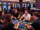 LC88 casino gaming scene with diverse players enjoying Nổ hũ slots, lively atmosphere.