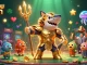 Engage with สูตรเล่นบาคาร่า through a vibrant 3D illustration of gamers interacting with a thrilling underwater scene featuring a gladiator shark and arcade elements.