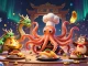 Engage with tr88 as a vibrant sushi chef octopus prepares golden dishes in an exciting casino scene.