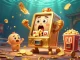 Spin to win with Sun Win's golden slot machine hitting the jackpot in a vibrant casino scene.
