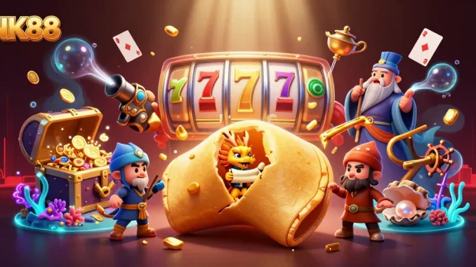 Experience thrilling gameplay with NK88’s vibrant slots and dynamic gaming elements in a magical casino world.