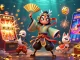 Engage with 11bet's vibrant 3D casino themed art featuring kabuki elements and an exciting slot machine.