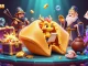 IDCOIN188 brings luck as dragon reads fortune from golden cookie while coins and gems explode