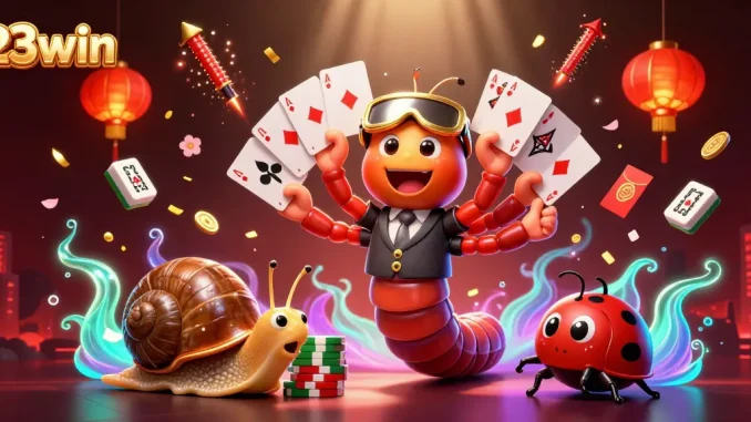 Experience the excitement of 23win with dynamic casino elements and vibrant characters.