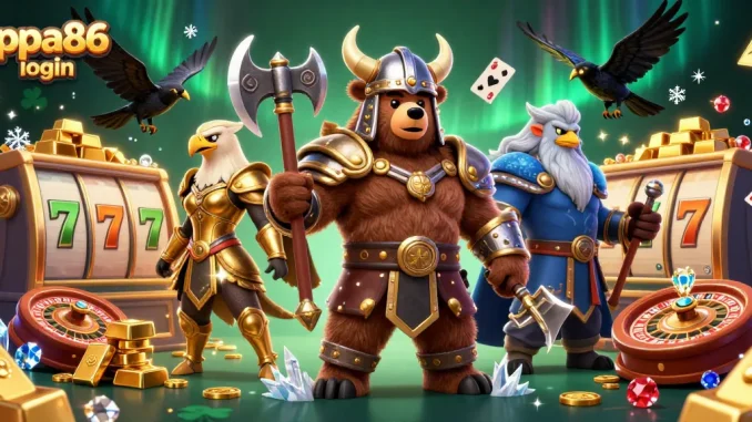Engage in thrilling gameplay on oppa86 login with vibrant characters and glittering casino elements.